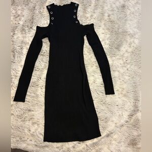 H&M Black open shoulder long sleeve dress